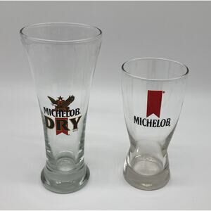 Michelob Clear Pilsner Clear Beer Glasses - Vintage Set of 2 - Barware